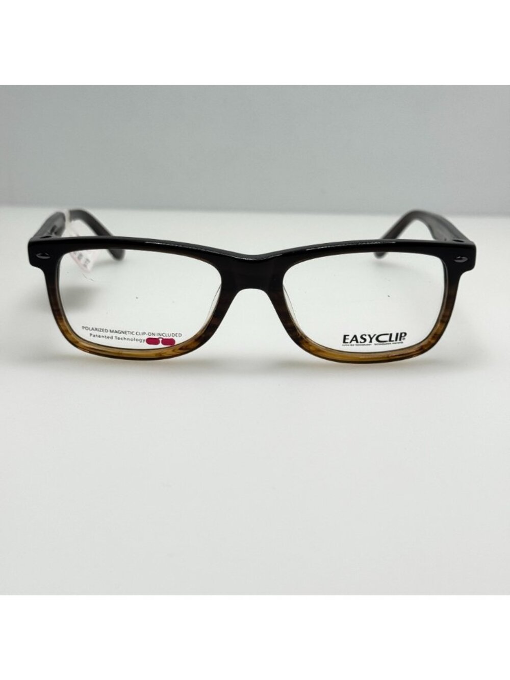Easyclip EC 3285 Brown Eyeglasses Eye Glasses Frames 51-17-135 W/ Clip - Picture 3 of 10